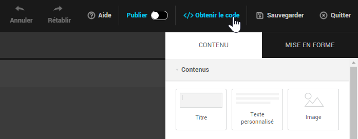 Obtenir le code dans l'&eacute;diteur de formulaire