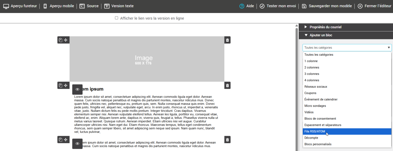 Ajout d'un bloc de fils RSS/ATOM