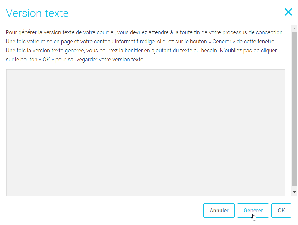 G&eacute;n&eacute;rer version texte
